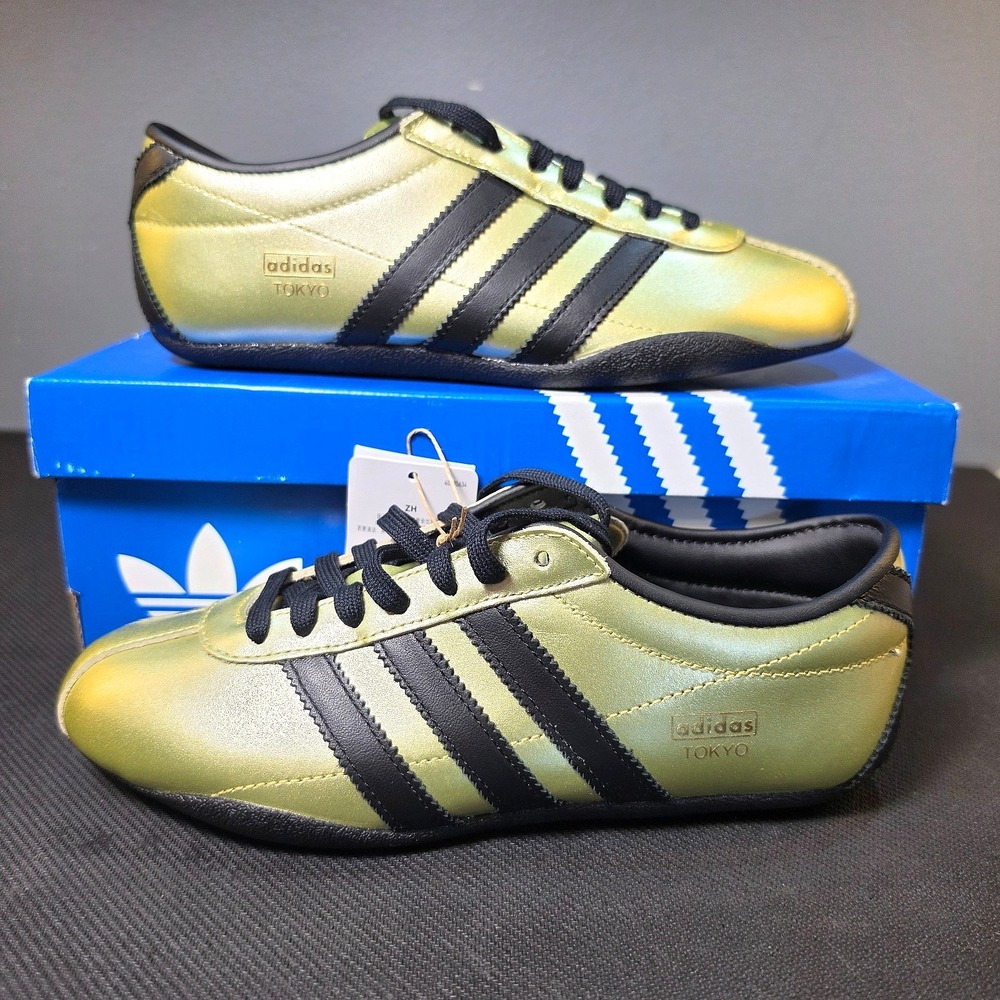 Adidas Tokyo W Shoes Size 6.5 Womens Gold Metallic Black JQ0594, NEW